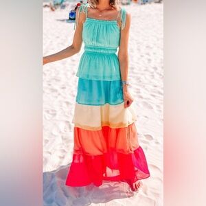 FLYING TOMATO | A CALIN Ruffled Maxi Dress S NWOT